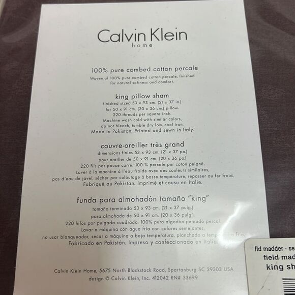 Calvin Klein Pillow Sham Set (2) Home Field Madder Sham Sea Grape - Picture 4 of 6